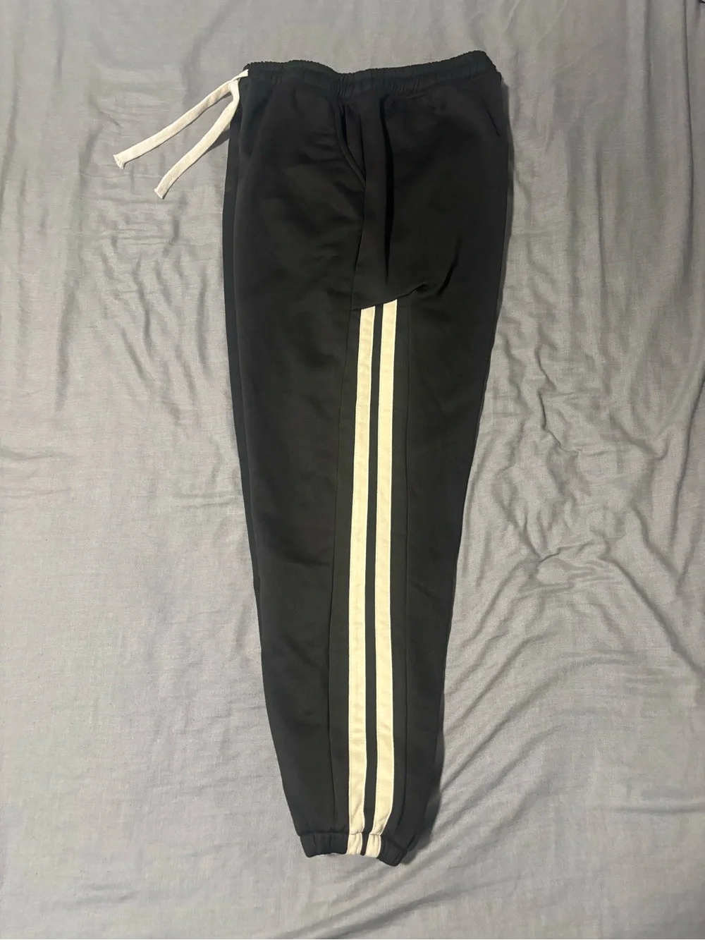 Men's Black Jogger Sweatpants with White Trim and Drawstring